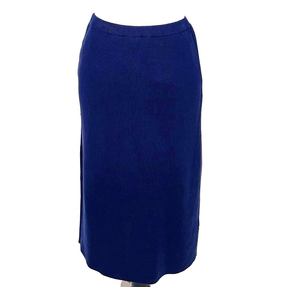 Eileen Fisher Navy Sweater Skirt 80% Silk 20% Cotton Size Small